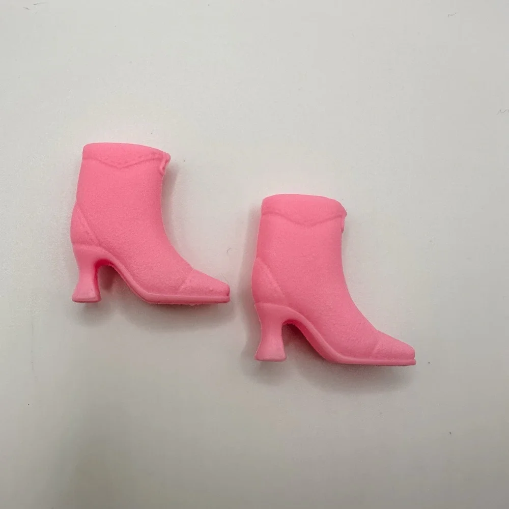 VTG 1990's Mattel Barbie Light Pink Short Ankle Plastic‎ Boots Heels Shoes